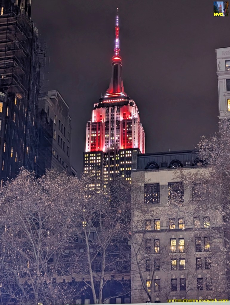 Empire State Building in Christmas with Candy Cane colors